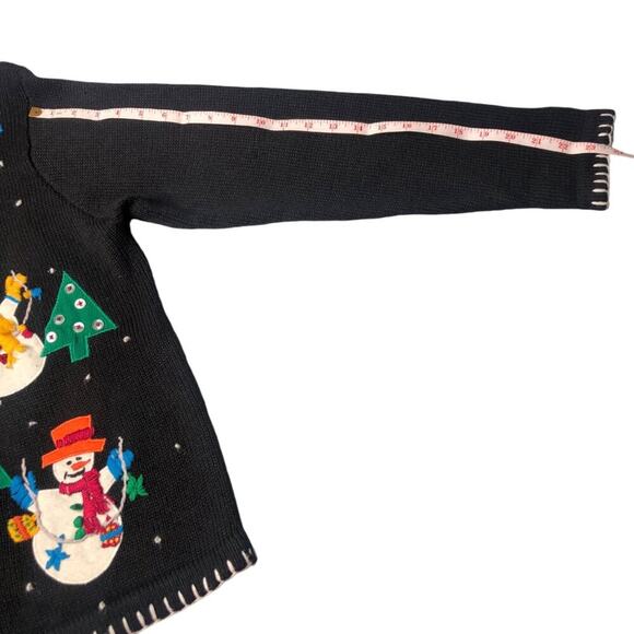 Vintage Knit Hooded Ugly Sweater Christmas Snowman Holiday Size M - Picture 15 of 16